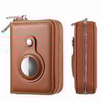 AirTag-korthållare plånbok dragkedja RFID-blockerande kortfodral brun Brown Brown