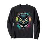 Owl Beats - Vibrant Owl with Headphones Music Lover Sweatshirt