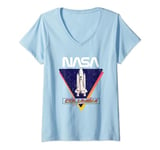 Womens NASA Iconic Space Shuttle Columbia Retro Big Chest Poster V-Neck T-Shirt