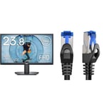 Dell SE2422HX 24 Inch Full HD Monitor, 75Hz, VA, 5ms, AMD FreeSync, HDMI, VGA & Ethernet cable – 15m – Network, patch & internet cable with break-proof design for maximum UK internet speeds