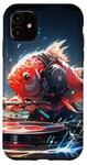 Coque pour iPhone 11 Party koi fish dj, goldfish music platine pour raves edm #2