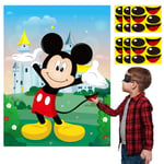 PANTIDE Pin The Nose and Mouth on Mickey Mouse Party Games for Kids, Mickey Mouse Make-a-Face Stickers, Large Poster with Blindfolds and Reusable Stickers, Mickey Mouse Birthday Party Favor Supplies
