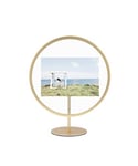 Umbra Infinity Picture Frame, Unique Circular Display for Desk or Wall, Floats 4x6 Photo, Brass, 4 x 6, | 1012271-221