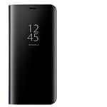 Dedux Coque pour Samsung Galaxy A71, Clear View Etui à Rabat Cover Flip Translucide Standing Support Miroir Antichoc Portable Case pour Samsung Galaxy A71.Noir
