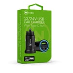 iN TECH 12v/24v USB Adaptor with USB & Type C Port Connector Car Charger for On-the-Go Charging