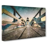 Lighthouse at the Piers End Canvas Print for Living Room Bedroom Home Office Décor, Wall Art Picture Ready to Hang, 30 x 20 Inch (76 x 50 cm)