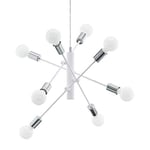 EGLO Gradoli Pendant Light, 8-Bulb Pendant Light, Metal Pendant Light in White and Chrome, Dining Table Lamp, Living Room Lamp Hanging with E27 Socket, Diameter 71 cm
