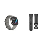 Fitbit Sense Advanced Smartwatch with Tools for Heart Health, Stress Management & Skin Temperature Trends & Versa 3/Sense Infinity Band, Black, Small