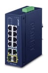 PLANET Industrial 8-Port 10/100TX + Uhåndtert Fast Ethernet (10/100) Blå