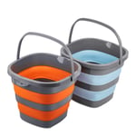 2 Pack Collapsible Plastic Ice Bucket with 2.6 Gallon (10L) Each, Foldable Rectangular Tub for House Cleaning, Space Saving Outdoor Waterpot for Garden or Camping, Portable Fishing Water Pail