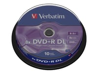 Verbatim - 10 x DVD+R DL - 8.5 Go 8x - argent mat - spindle