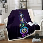 Loussiesd Guitar Warm Plush Blanket Rock Music Themed Fleece Blanket Chic Piano Musical Pattern Sherpa Throw Blanket for Sofa Couch Room Decor Guitar Instruments Print Fuzzy Blanket Baby 30"x40"