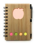 EliteKoopers 1 Pcs Bamboo Note Book with Sticky Notes, Recycled Paper & Pen