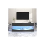 Modernluxe - Meuble tv suspendu 180cm avec trois tiroirs et éclairage led pour salon et bureau, noir