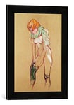 Kunst für Alle 'Image encadrée de Henri de Toulouse Lautrec Woman Pulling Up Her Stocking, 1894, d'art dans Le Cadre de Photos, 30 x 40 cm Fait Main de qualité, Noir Mat