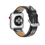 Apple Watch Series 7/6/SE/5/4/3/2/1 - 45/44/42mm - Ægte læder rem - Sort