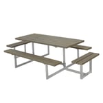 PLUS Picknickbord Basic med Extra Sittplatser Gråbrun 185813-18P
