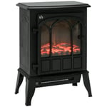 Freestanding Electric Fireplace Heater Black Stove w/ LED Flame Effect Black
