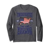 4th of July Undefeated Two Time World War Champs USA Flag Long Sleeve T-Shirt