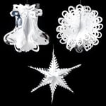 Ball Bell Star Christmas Foil Ceiling Hanging Decorations - White / Silver