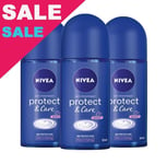 Nivea Protect Care Deodorant Roll-On Antiperspirant For Women 3 x 50ml 1.69 oz