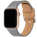 SUNFWR Strap Compatible with Apple Watch 42mm 44mm 45mm, Thin Genuine Leather Replacement starp, Multiple Colour Bands for iwatch Series 7/6/5/4/3/2/1,SE,Women Men(42mm 44mm 45mm,Dark Gray/Rosegold)