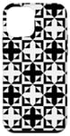 Coque pour iPhone 12 mini Black-White Rectangle Cross Monochrome Optical Pattern