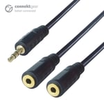 connektgear 0.15m 3.5mm Stereo Jack Audio Splitter Cable - Male to 2 x