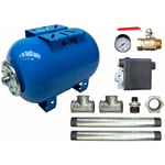 Aquasystem - Kit Surpresseur Eau Horizontal 100l - 11/4 Avec Pressostat Et Manomètre