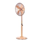 GEEPAS 16 Inch Metal Pedestal Fan – Electric Standing Floor Fan with 3-Speed, 4 PC Aluminum Blades - Oscillating Metal Table Fan - Ideal for Home and Office Use – 2 Years Warranty, 50W, Copper