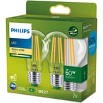 2-pack LED E27 Normal 4W (60W) Klar 840lm 2700K Energiklass A