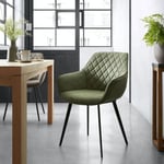 Amira, Spisebordsstol, moderne, nordisk, læder by Kave Home (H: 87 cm. B: 60 cm. L: 60 cm., Grøn/Sort)
