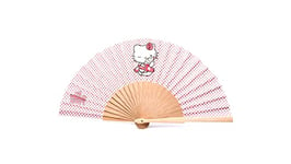 eBuyGB Folding Handheld Fan, Hello Kitty Wooden Hand Fan, Girls Birthday Party Accessory, Pocket Sized Fan for Party Favours, DIY Decoration, Summer Holidays (Pack of 5)