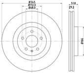 Bromsskiva PRO 8DD 355 113951 Hella
