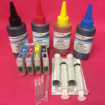 4 REFILLABLE EMPTY CARTRIDGES + INK FOR EPSON EXPRESSION HOME XP 312 315 402 405