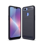 CHEN HUAN CHENG RZY Brushed Texture Carbon Fiber Shockproof TPU Case for OPPO Realme 2 (Black) (Color : Navy Blue)