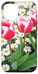 Coque pour iPhone 15 Pro Kelly Triumph Tulipes Marguerites Formes Mania Rouge et Blanc