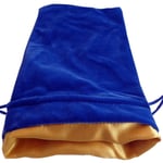Velvet Dice Bag with Satin Liner 4"x6", Blue Velvet Dice Bag with Gold Satin