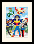 DC Super Hero Girls Action Mounted & Framed 30 x 40cm Print, MDF, Multi-Colour, 42 x 32 x 2.4 cm