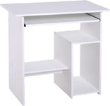 White Computer Desk Slide Out Keyboard Tray Storage CPU Shelf Compact Home Table