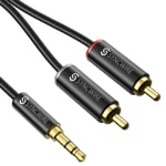 Syncwire RCA Audio Cable 1.4m/4.5ft, 3.5 mm Jack to 2 RCA Phono Y Splitter Cable for DJ Controller, Surround Sound, Dolby Digital, DTS, Speaker with RCA Connector (Nylon Braided, Gold-Plated)