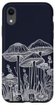 Coque pour iPhone XR Blue Mushrooms And Flowers Minimalist Bloom Phone Cover
