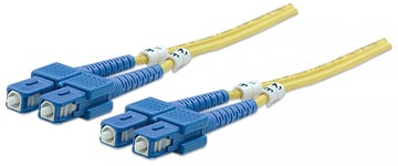 Intellinet Fiber Optic Patch Cable, OS2, SC/SC, 5m, Yellow, Duplex, Single-Mode, 9/125 µm, LSZH, Fibre, Lifetime Warranty, Polybag