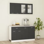 vidaXL køkkenskabssæt med køkkenbordplade 4 dele spånplade grå
