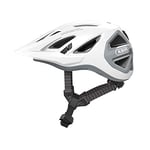 ABUS Casque de ville Urban-I 3.0 ACE - casque de vélo sportif avec feu arrière LED, visière rallongée et fermeture magnétique - pour hommes et femmes - Blanc, taille M