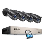 ZOSI CCTV 8CH 1080P DVR 1TB Outdoor 3000TVL Security Camera System Night Vision
