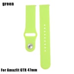 20/22mm Buckles Strap Soft Silicone Wristband Breathable Green For Amazfit Gtr 47mm