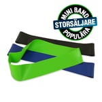 Mini Band Omkrets 60cm 3-Pack, Grön, Blå, Svart