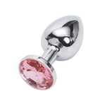 BuzzPinky Beginner Metal Jewelled Anal Plug Large Pink