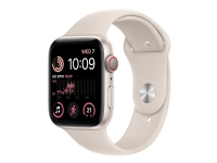 Apple Watch SE (GPS + Cellular) - 2a generation - 44 mm - stjärnljusaluminium - smart klocka med sportband - fluoroelastomer - starlight - bandstorlek: standard - 32 GB - Wi-Fi, LTE, Bluetooth - 4G - 32.9 g